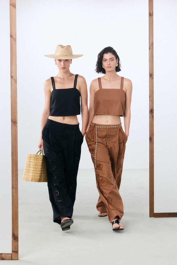 Black Wide-Leg Resort Pants