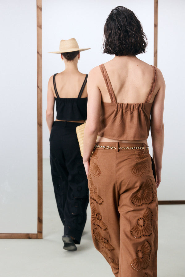 Monaco Wide Leg Pants - Brown