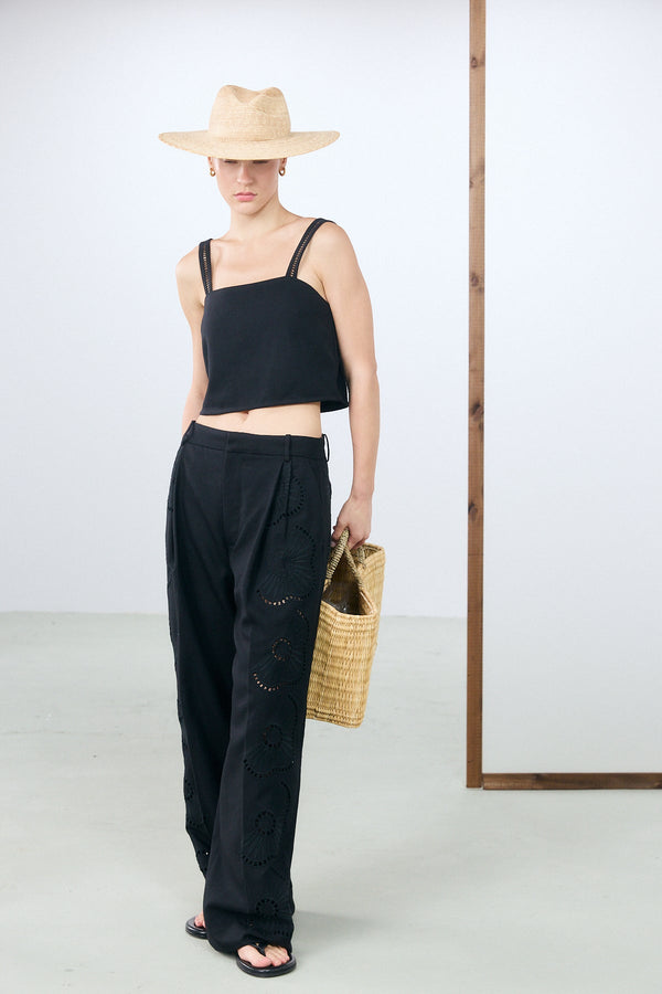 Black Wide-Leg Resort Pants