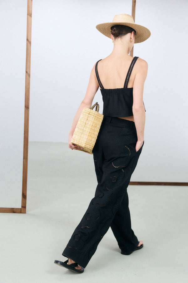 Black Wide-Leg Resort Pants