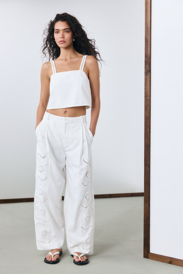 Monaco Wide Leg Pants - White
