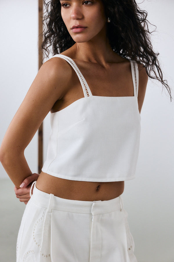 Monaco Crop Top - White