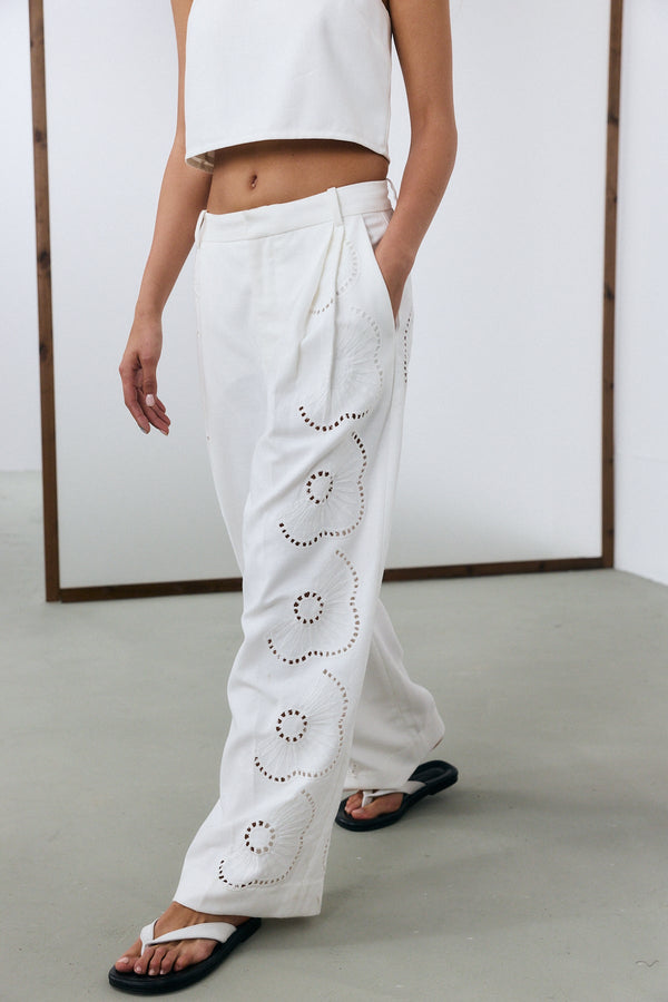 Monaco Wide Leg Pants - White