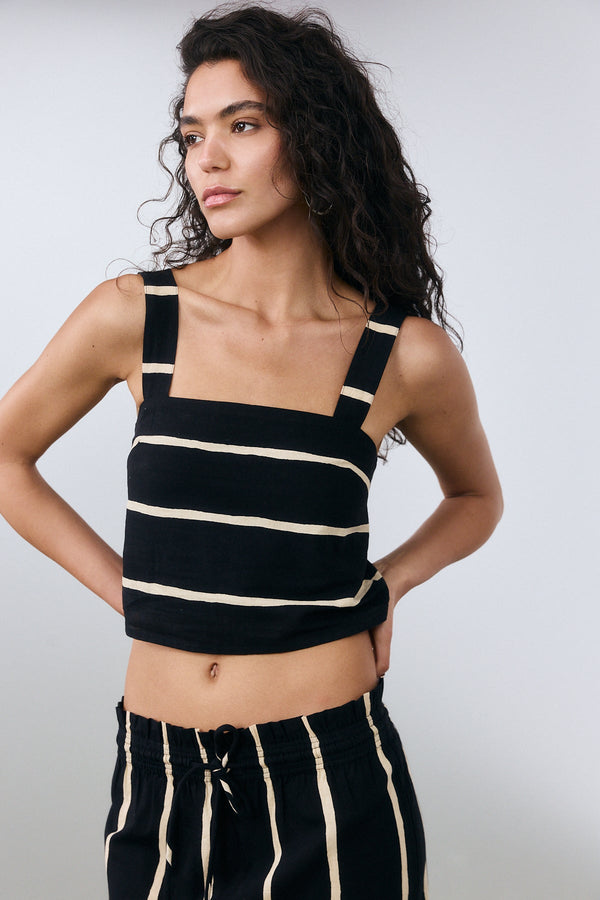 Ibiza Crop Top - Black Stripe