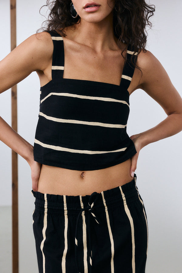 Ibiza Crop Top - Black Stripe