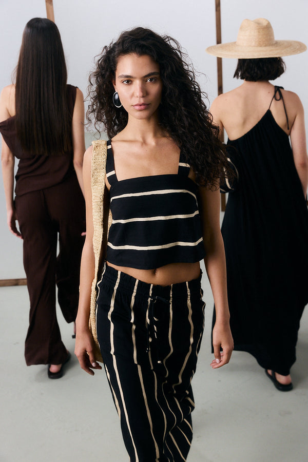 Ibiza Crop Top - Black Stripe