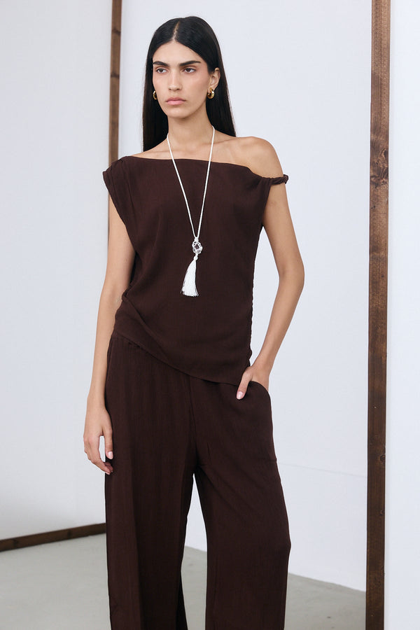 Marrakech Off The Shoulder Top - Brown
