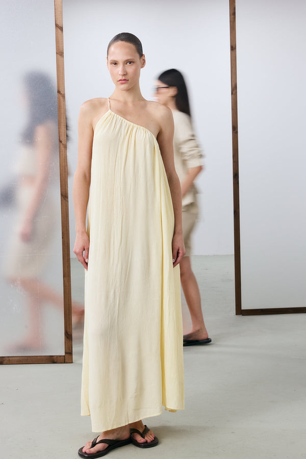 Marrakech One Shoulder Tie Maxi Dress - Butter