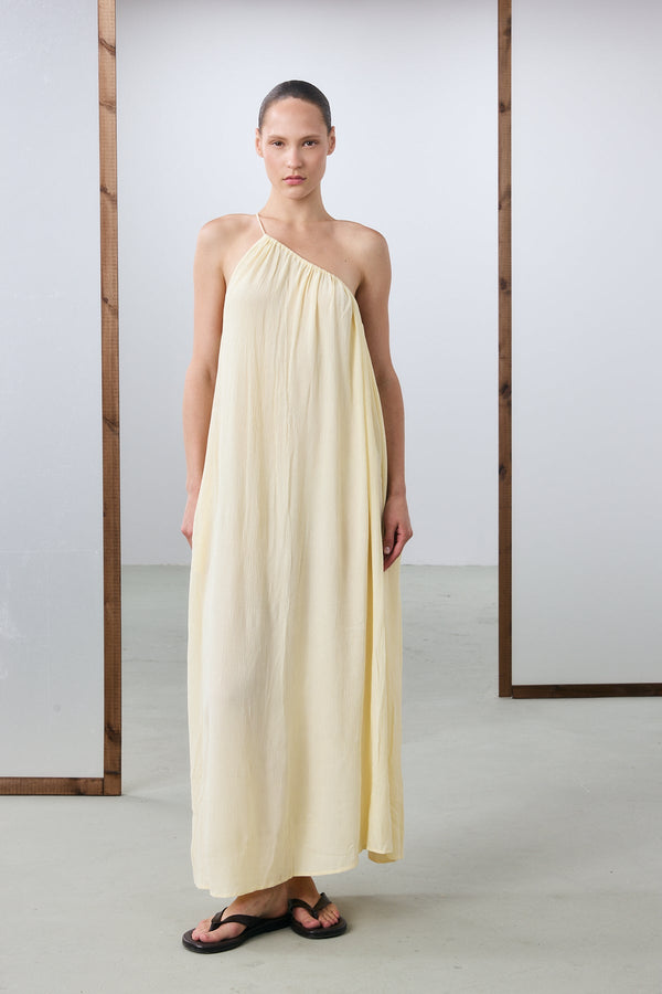 Marrakech One Shoulder Tie Maxi Dress - Butter