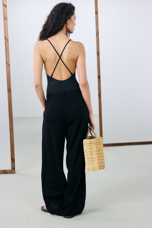 Mykonos Wide Leg Pants - Black