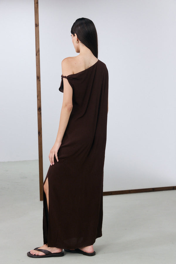 Marrakech Off The Shoulder Maxi Dress - Brown