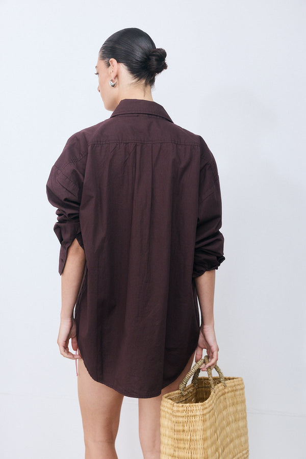 Mykonos Oversize Shirt - Brown