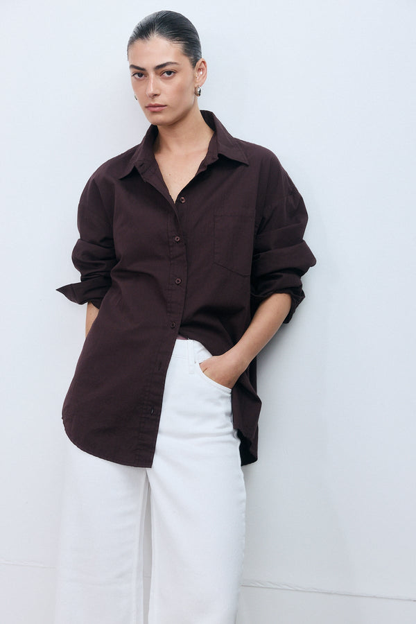 Mykonos Oversize Shirt - Brown