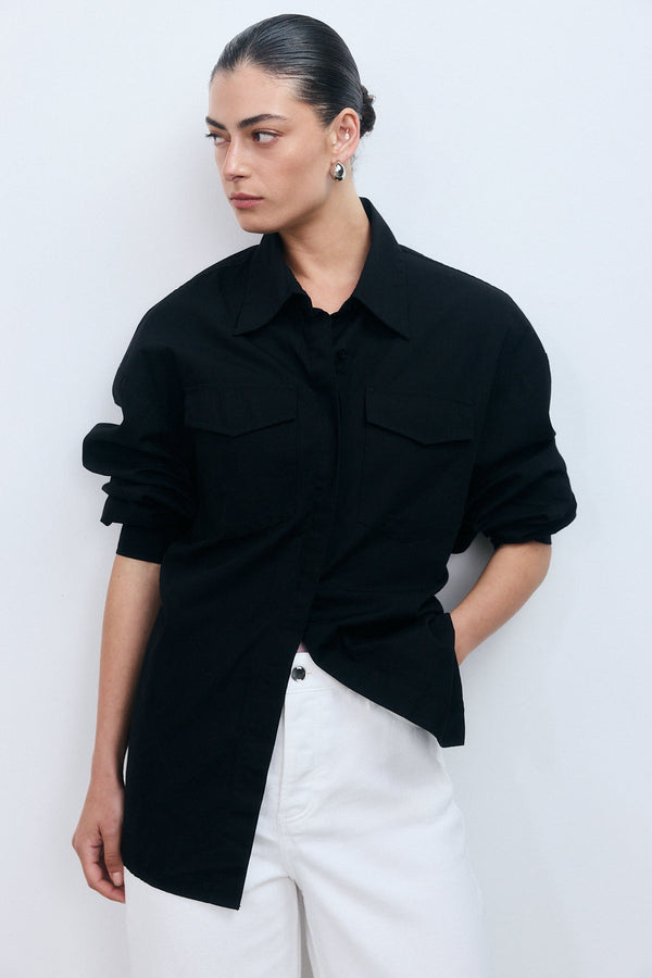 Mykonos Button-Down Shirt - Black