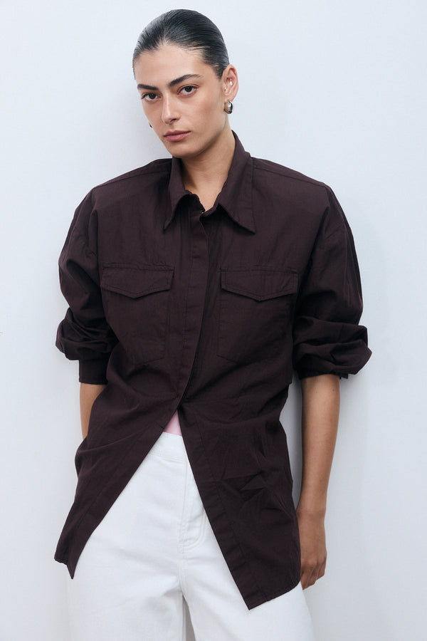 Mykonos Button-Down Shirt - Brown