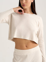 Long Sleeve Crop Top in Stone