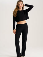 Long Sleeve Crop Top in Black