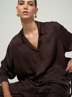 SATIN SHIRT IN BROWN