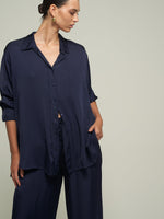 SATIN SHIRT IN NAVY