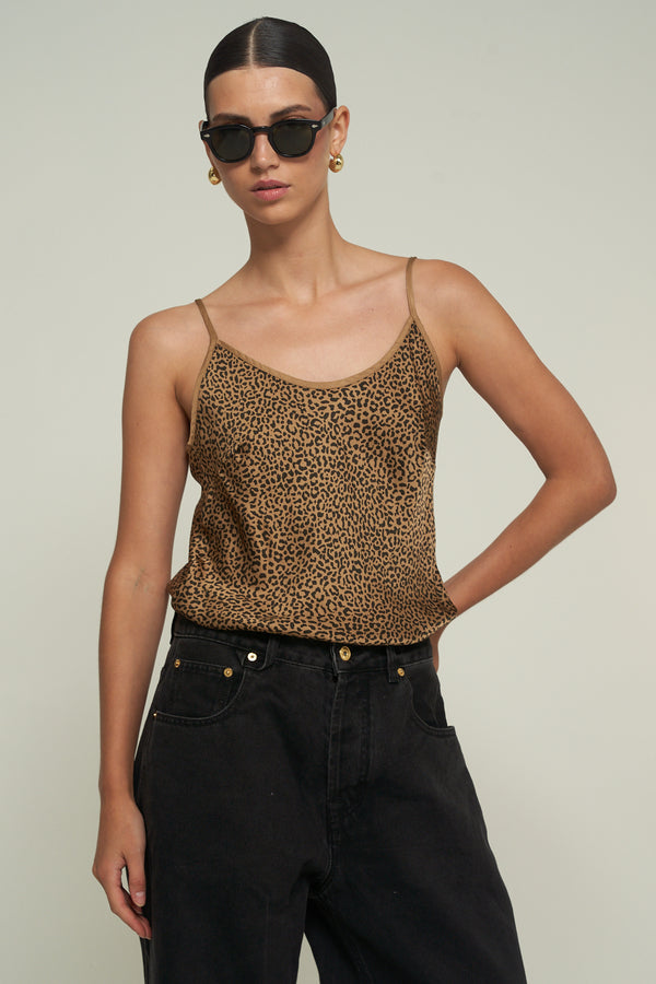ANIMAL PRINT SATIN TANK TOP