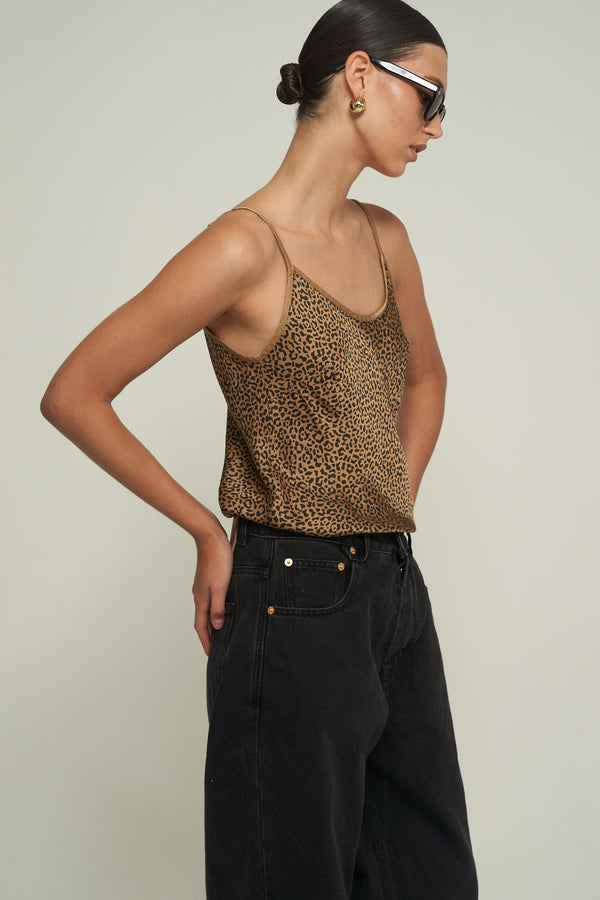 ANIMAL PRINT SATIN TANK TOP