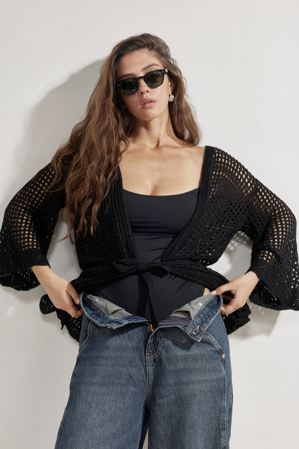 Maribelle Lace Robe Cover-Up-Black