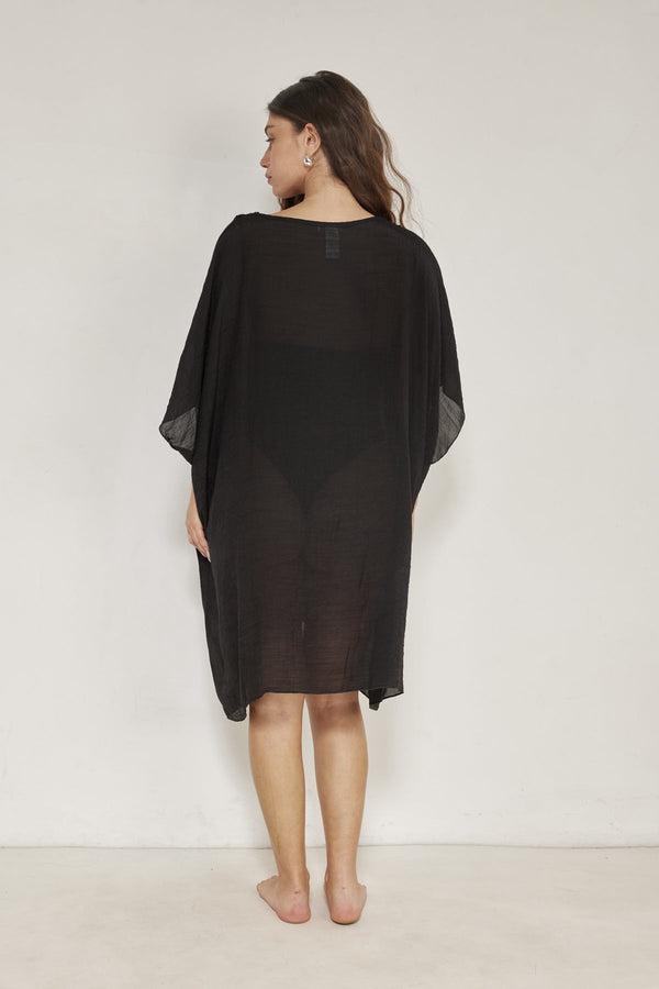 Corfu Short Kaftan Cover-Up-Black