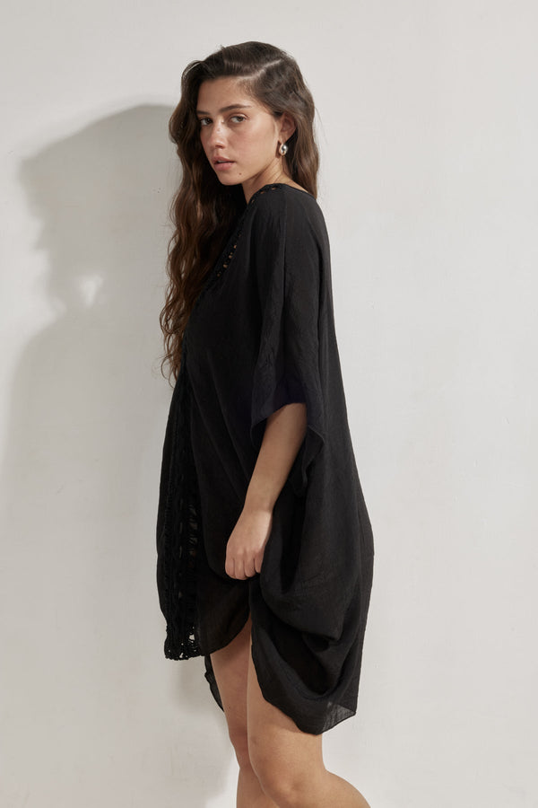 Corfu Short Kaftan Cover-Up-Black