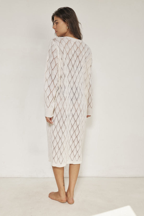 Cream Crochet Kimono Cover-Up