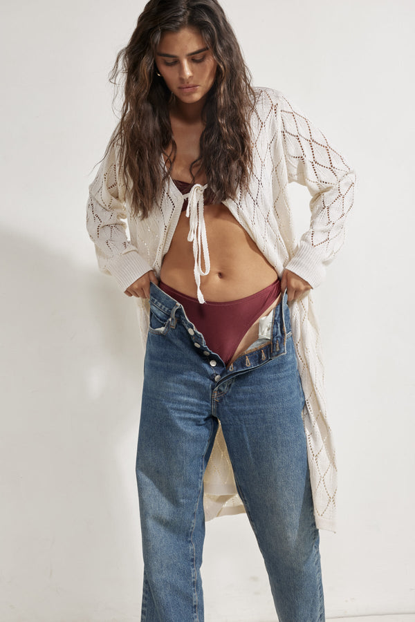 Cream Crochet Kimono Cover-Up