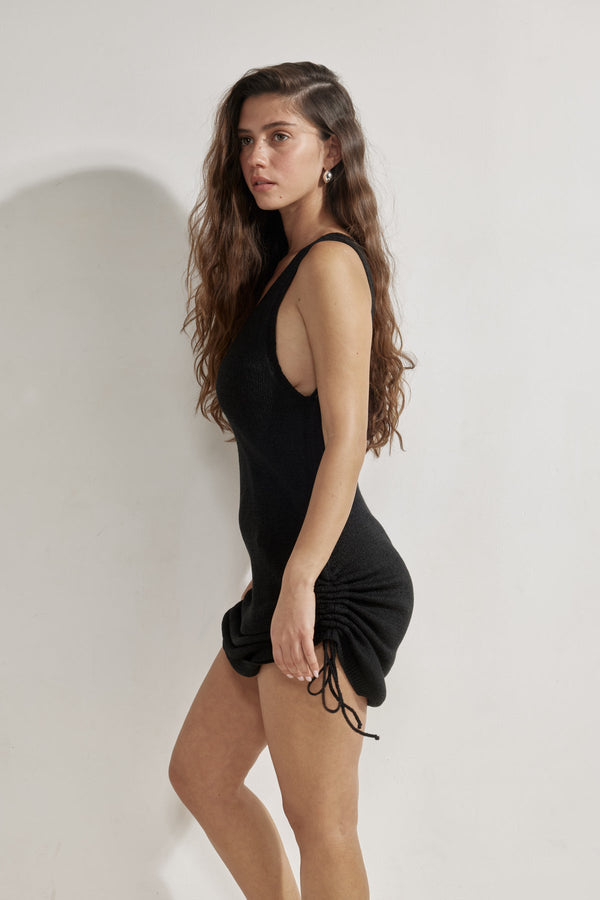 Orchid Sleeveless Crochet Dress Cover-Up-Black