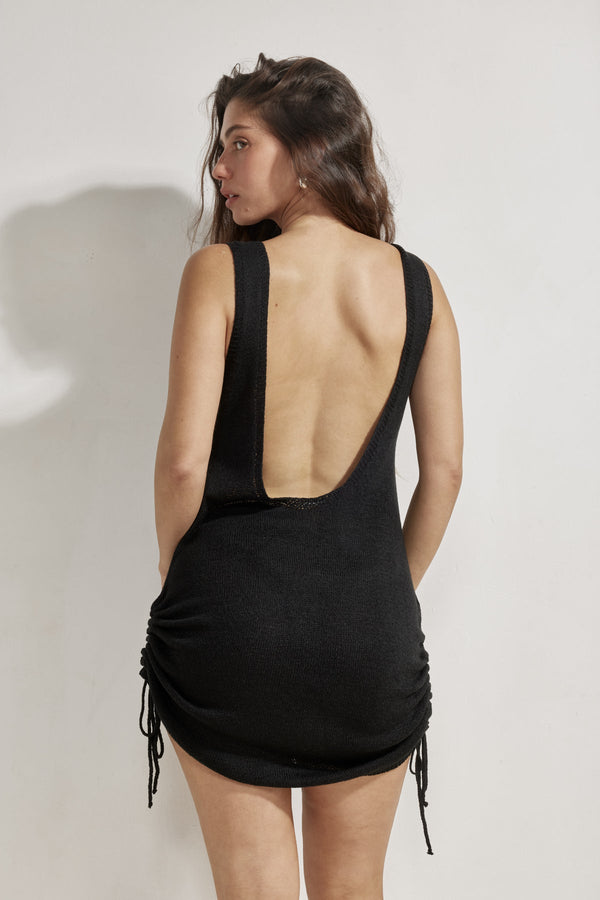 Orchid Sleeveless Crochet Dress Cover-Up-Black