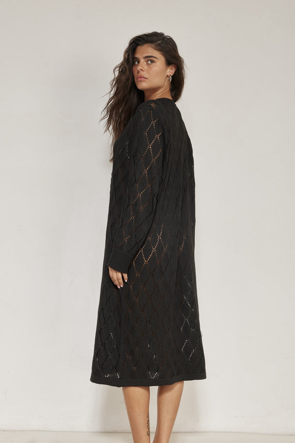 Black Crochet Kimono Cover-Up