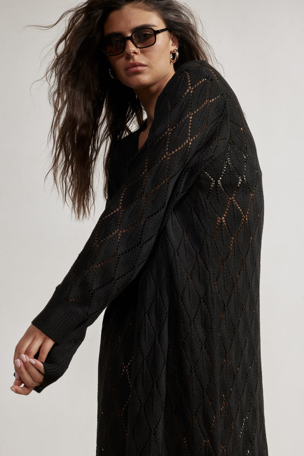 Black Crochet Kimono Cover-Up