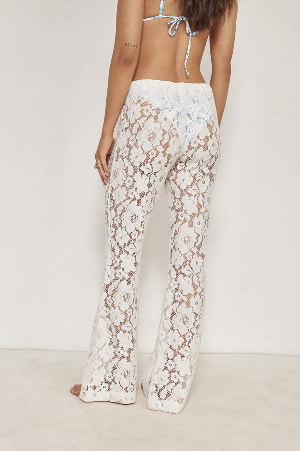 Saint Tropez Floral Lace Cover-Up Pants-White