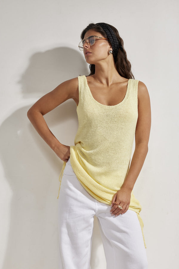Orchid Sleeveless Crochet Dress Cover-Up-Yellow