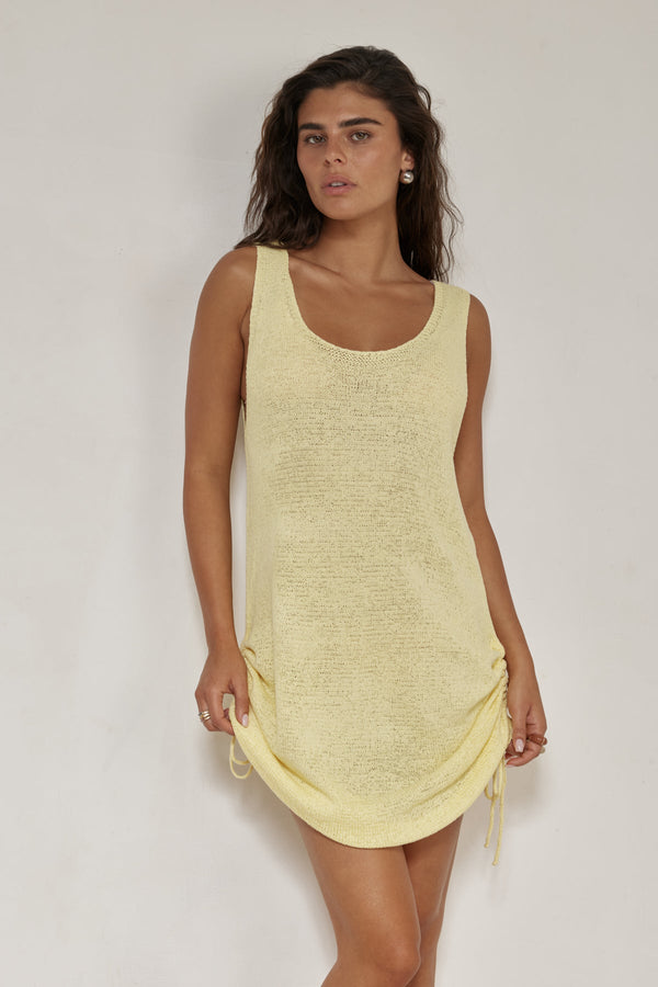 Orchid Sleeveless Crochet Dress Cover-Up-Yellow