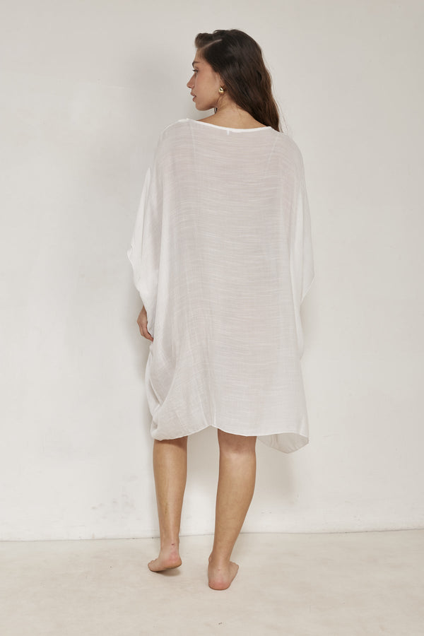 Corfu Short Kaftan Cover-Up-White