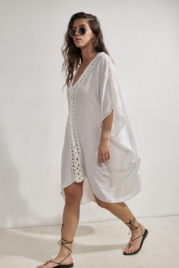 Corfu Short Kaftan Cover-Up-White