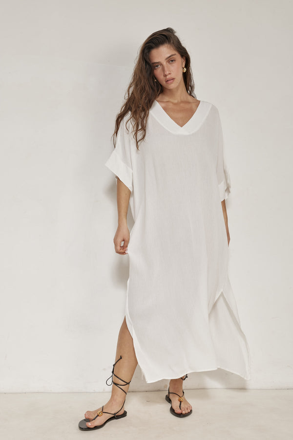 Perfect V-Neck Tunic Cover-Up-White
