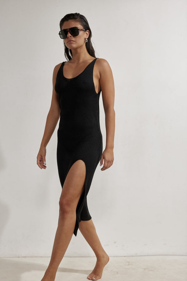Naama Sleeveless Crochet Dress Cover-Up-Black