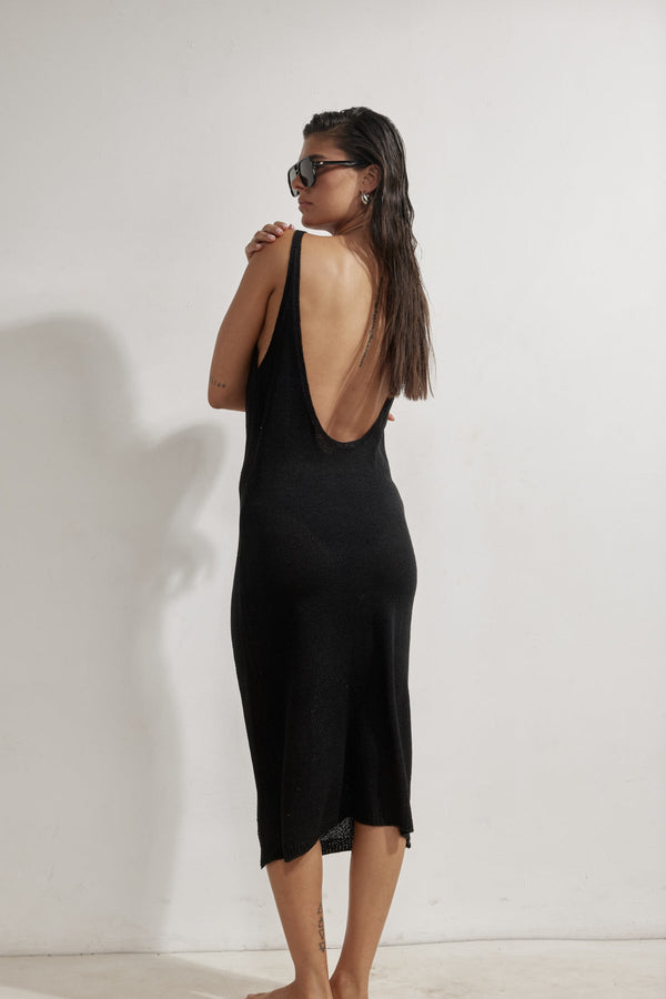 Naama Sleeveless Crochet Dress Cover-Up-Black