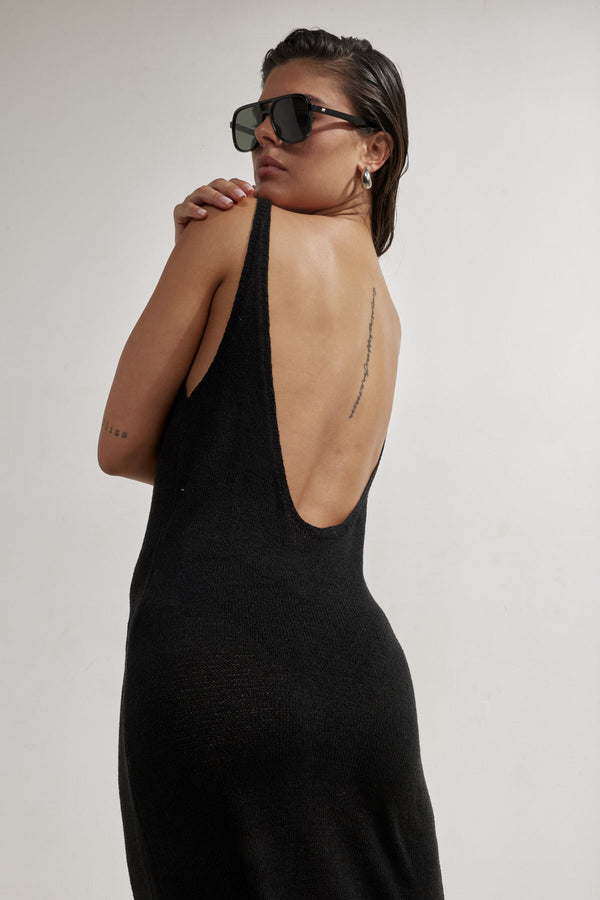 Naama Sleeveless Crochet Dress Cover-Up-Black
