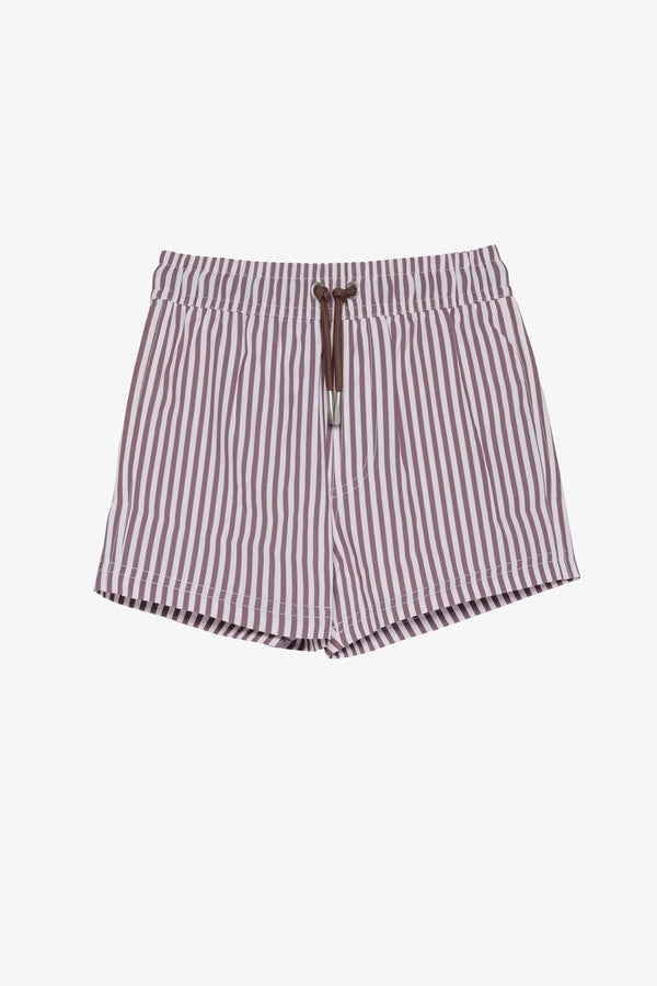 Beach Scout Drawstring Swim Shorts-Brown Stripe