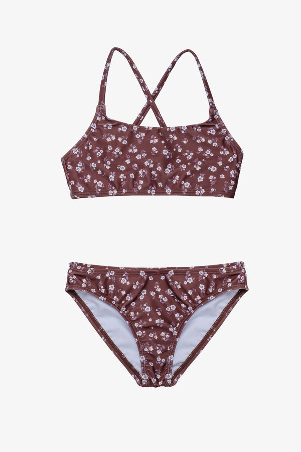 Girls Brown Floral Bikini Set