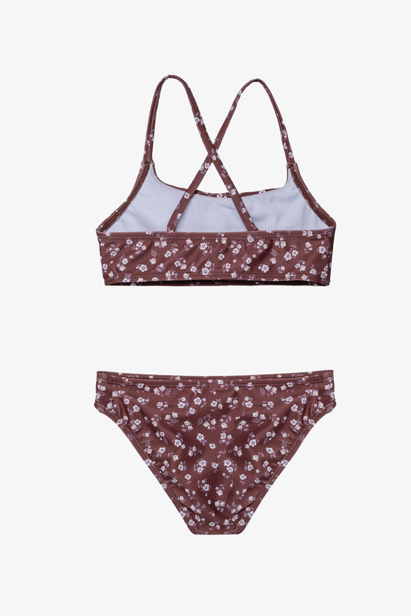 Girls Brown Floral Bikini Set