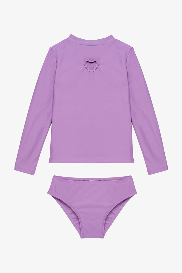 Girls Purple Long Sleeve Rash Guard Set