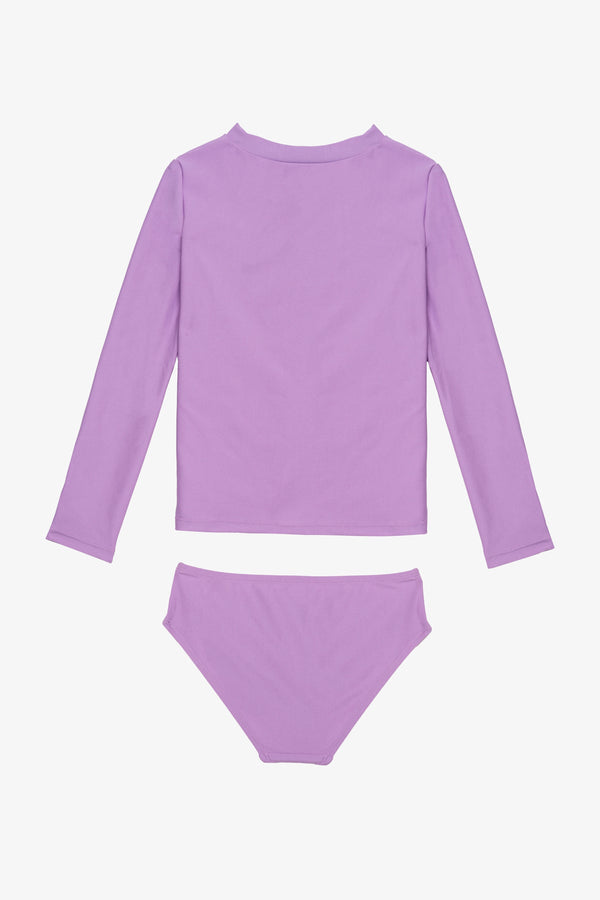 Girls Purple Long Sleeve Rash Guard Set