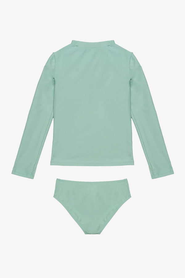 Girls Green Long Sleeve Rash Guard Set