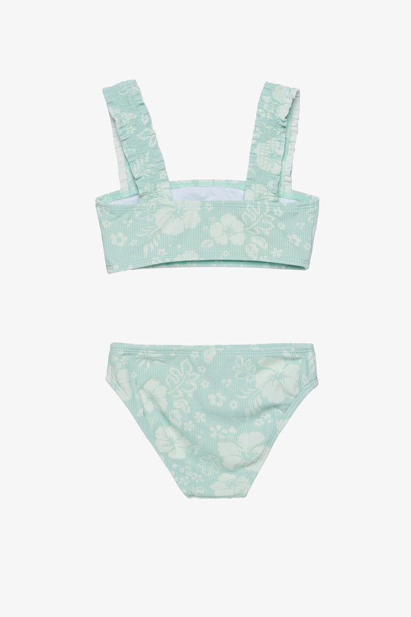 Girls Green Textured Bikini Set